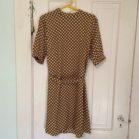 NWT Jacqueline De Yong Highneck Dress Golden Brown/Flower Size 6 - Picture 3 of 6